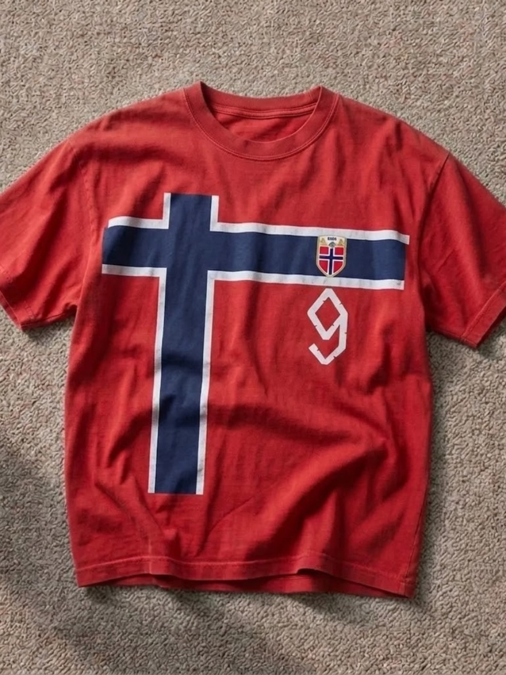 Red Norway Unisex Graphic Tee World Cup Soccer Norwegian Team Chant Shirt Size M